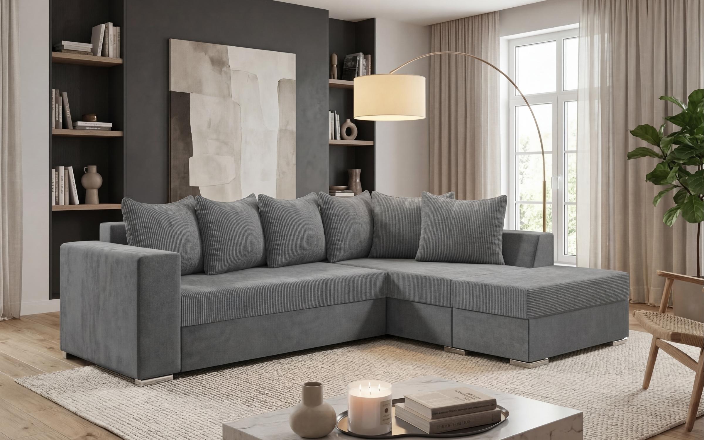 Extendable corner sofa + ottoman Londo, grey  3